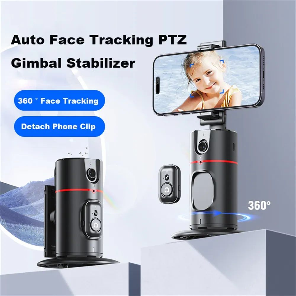 P02 360 Rotatie Gimbal Stabilizer Follow-up Selfie Desktop Face Tracking Gimbal voor Tiktok Smartphone Live met externe sluiter