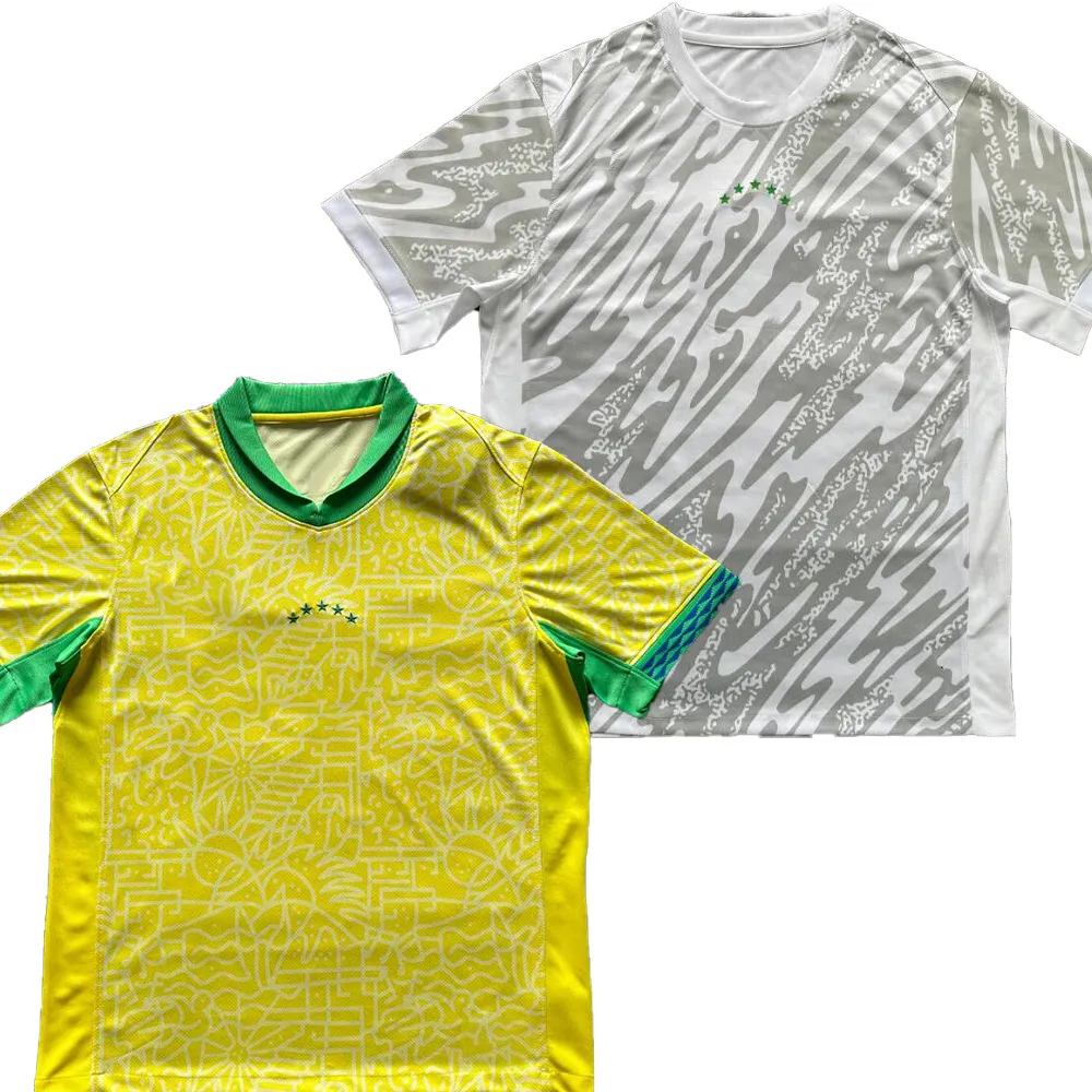 24-25 برازيل برازيل مخصصة الجودة التايلاندية قمصان كرة القدم القميص المخصص Pele Vini Jr L.Paqueta Neres G.Jesus Dani Alves Casemiro Alisson 18