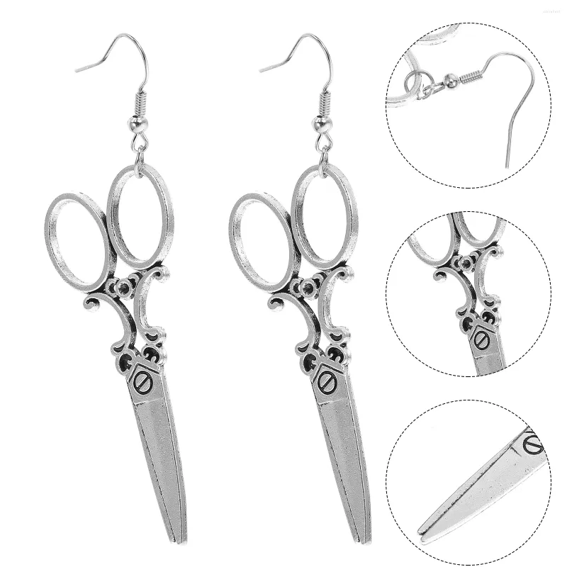 Boucles d'oreilles pendantes en alliage, ciseaux d'amour élégants, décors délicats à la mode, cadeau pour femme, bijoux tendance, pendentif Miss