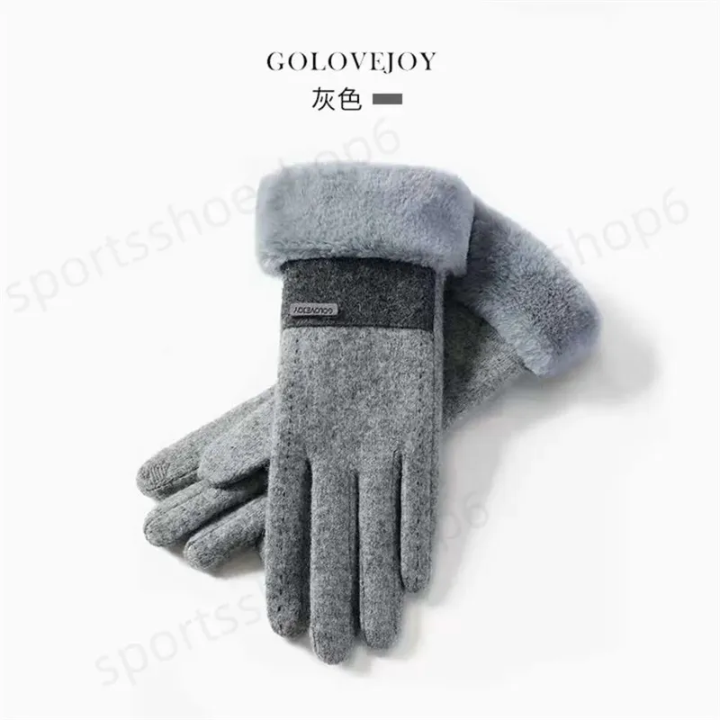 Five Fingers Gloves 2024 Fleece lambskin gloves women's winter plus fleece thickened for cold and warm cycling driving winter can touch screen winter