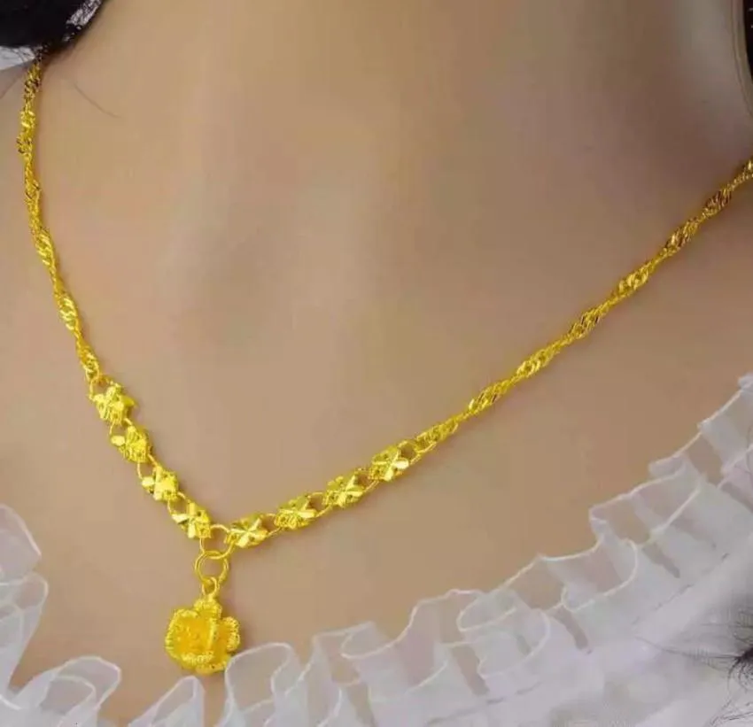 Rose Wedding Gift for girlfriend Jewelry never fade goldplated Necklace7352399