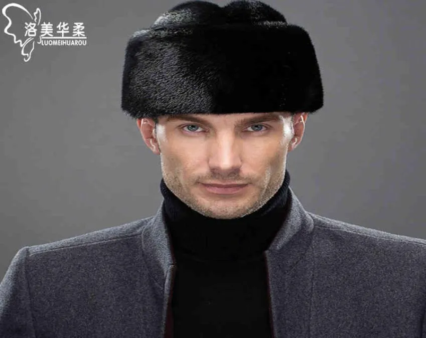 Mink fur hat for men cap old in winter outdoor warm and damp middleaged people whole mink new father7082458
