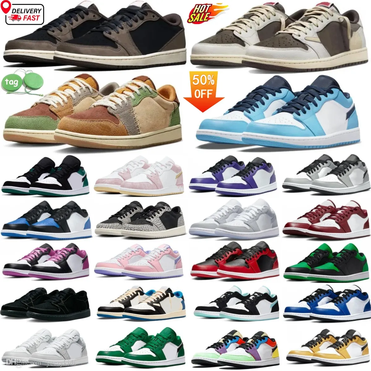 1S Chaussures de basket-ball pour hommes 1 Low Golf Olive Baskets Reverse Dark Wolf Unc Gris Noir Phantom Panda Shadow Chicago Lucky Green Royal Toe Baskets de sport pour femmes