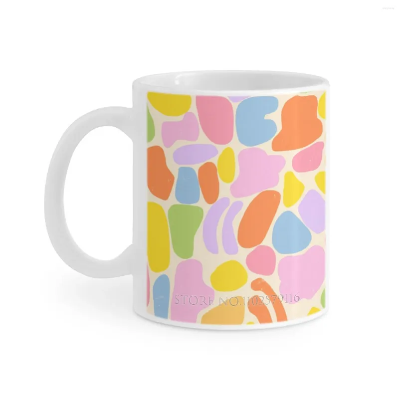 Canecas Pastel Formas Caneca Branca Café Xícaras de Chá 330ml Estilo Indie Padrão Superfície Moderna Na Moda Gigi