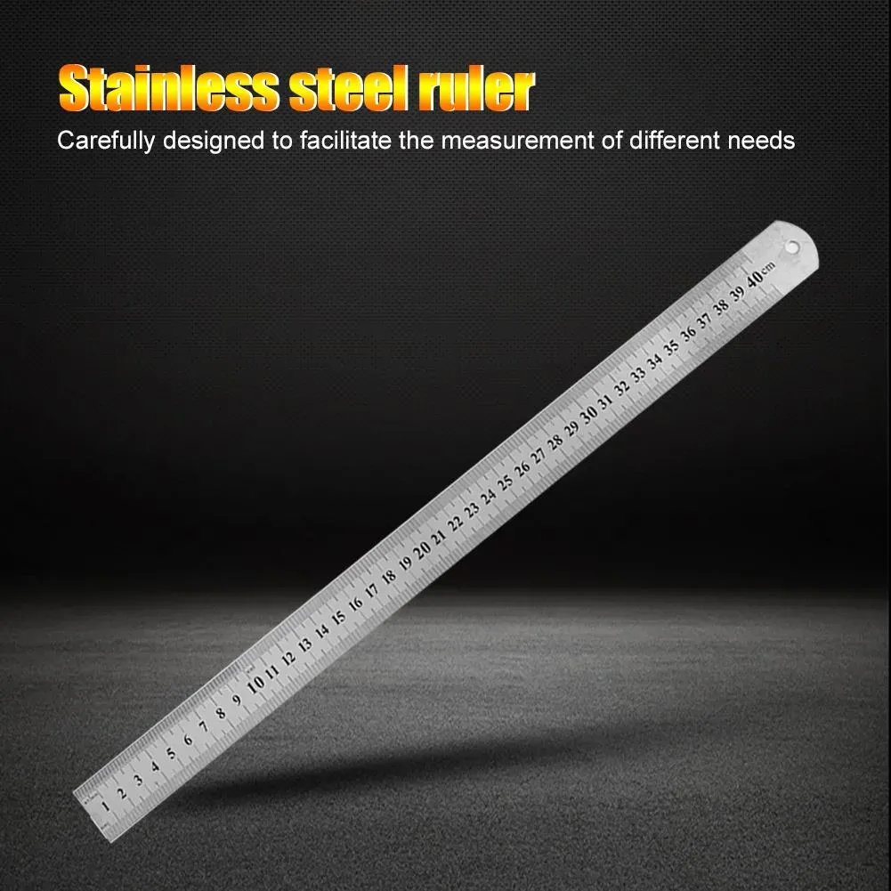 15cm/20cm/30cm/50cm Double Side Scale Stainless Steel Straight Ruler Measuring Tool School Office Supplies