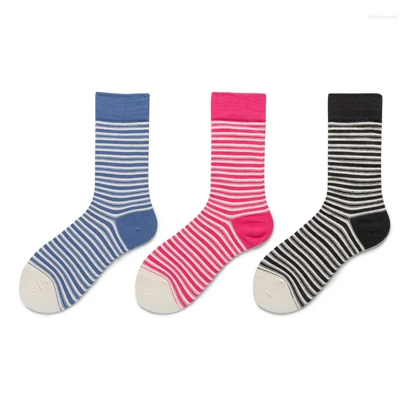 Women Socks Retro Minimalist Versatile Stripe Comfort Cotton Breathable Colorful Grid Casual Short Crew Middle Cylinder