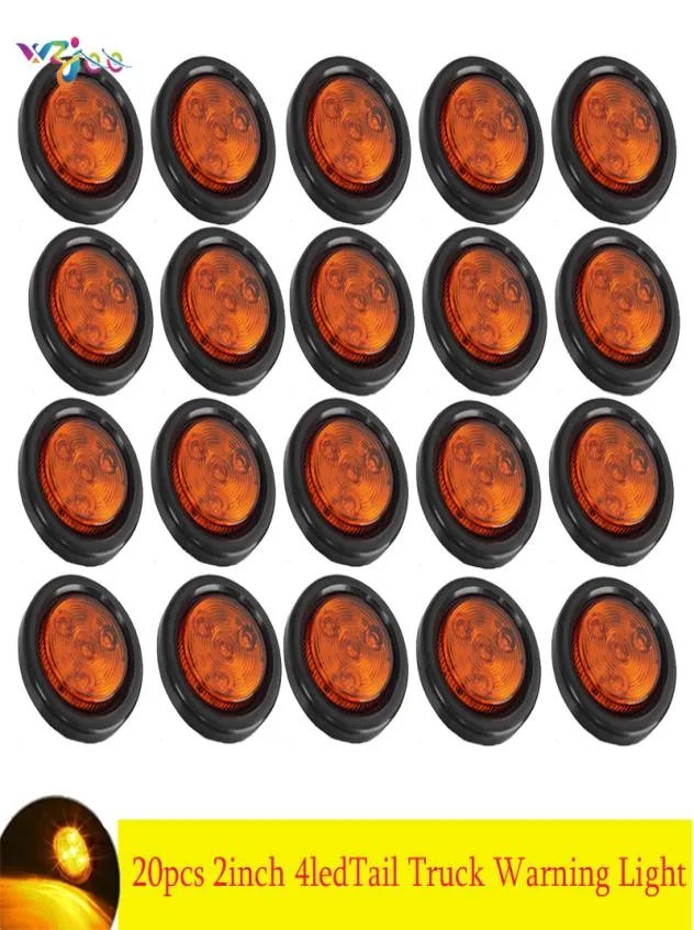 20pcs Car 2quot Red 4LED Round StopTurnTail Truck Warning Light Grommet Wiring6947553