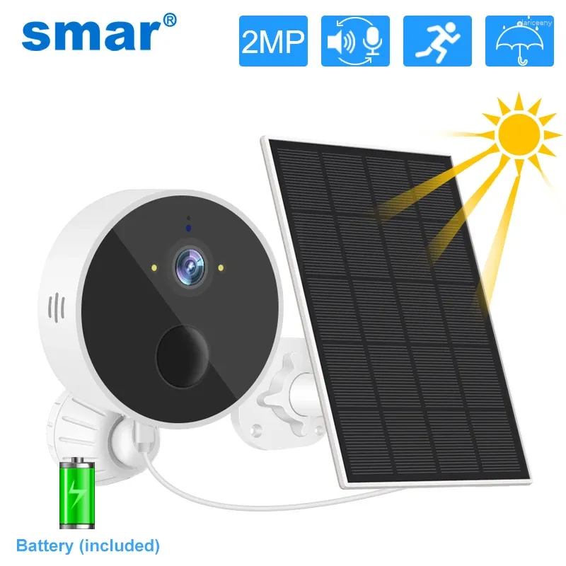 Smar 1080P Wi-Fi Солнечная камера PIR Обнаружение человека Безопасность Видеонаблюдение IP CCTV с панелью перезарядки литий-батарей