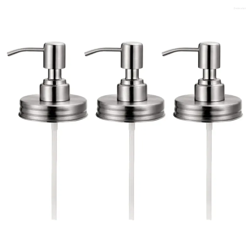Liquid Soap Dispenser 3 Pcs Universal Mason Jar Lid Pump Head Metal Stainless Steel Pressing Lotion