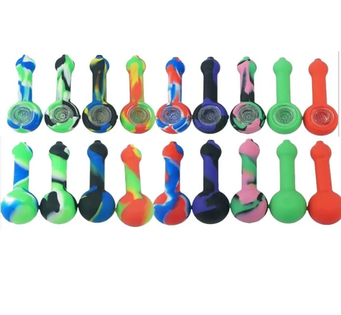 Sample Silicone Pipe Smoking Pipes With Oil Herb Hidden Bowl Tobacco Pyrex Colorful Bong Spoon Pipe MOQ 1 Pieces2944616