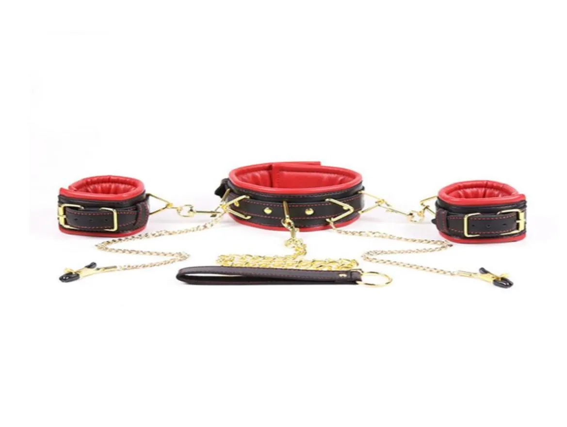 Collier en cuir Bdsm pour chien et esclave, manchettes de poignet, pinces à tétons en métal, stimulateur dans les jeux pour adultes, jouets sexuels fétichistes pour femmes 2494294