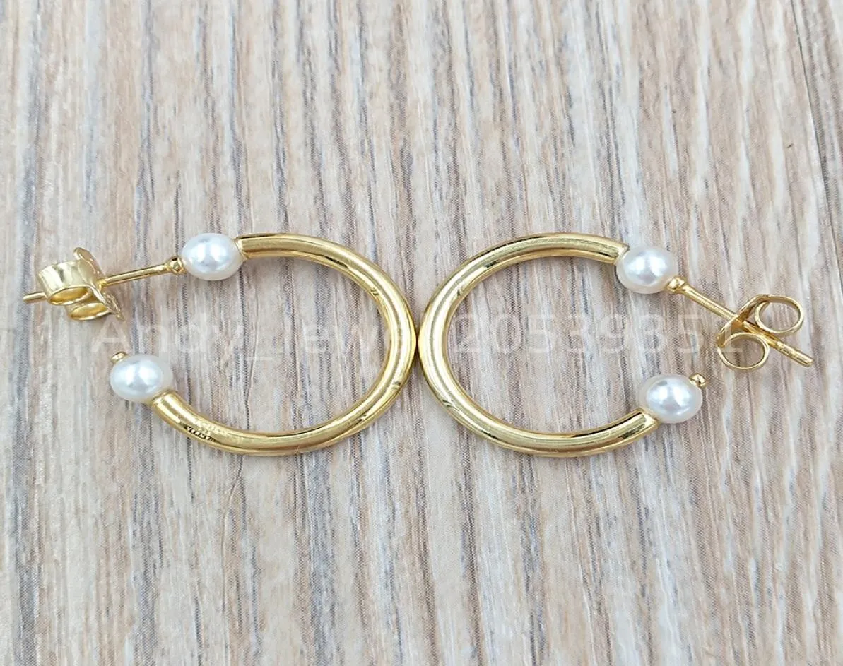 Piccoli orecchini Batala in oro vermeil con gioielli con orsetto di perle in argento 925 adatti al regalo in stile gioiello europeo Andy Jewel 9185432257581