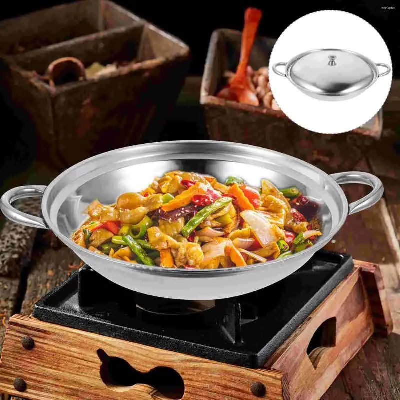 パンステンレススチールポット韓国料理パンノンスティックフライフライドフックフライドステーキと蓋キッチン調理器具
