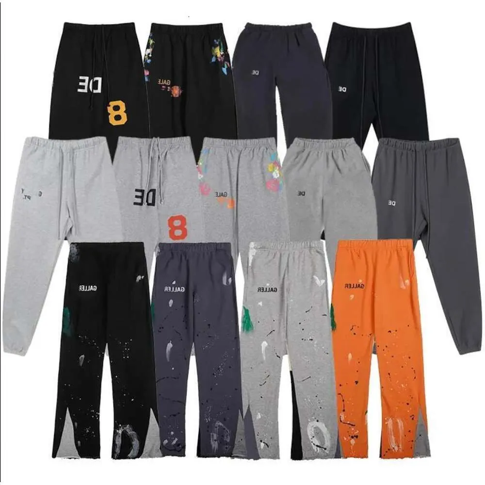 Galeries d'hommes Pantalons de survêtement Dept Lettre mouchetée Imprimer Hommes Femmes Couple Lâche Pantalon décontracté polyvalent Droit Orange Gris Noir Jacketstop