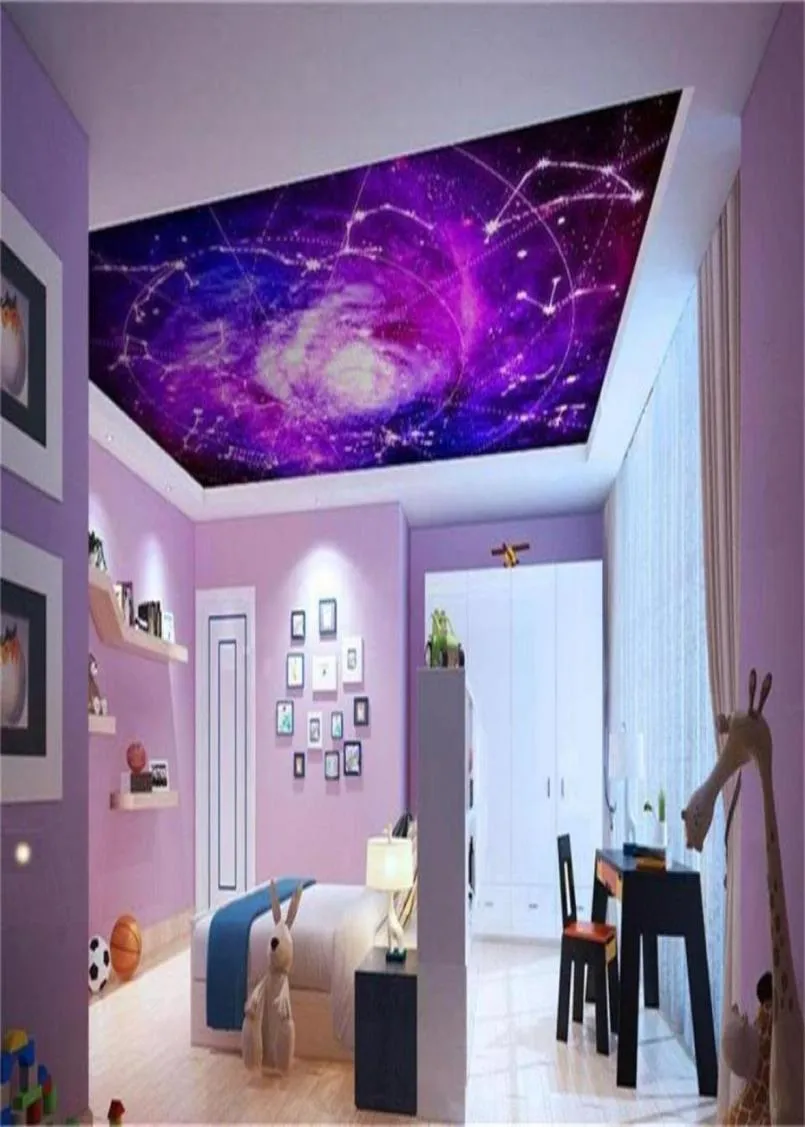Taille personnalisée 3d po papier peint salon plafond mural belle galaxie 12 constellation photo toile de fond papier peint non tissé wa67057634011