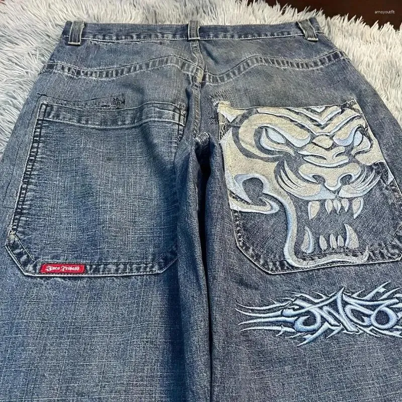 Pantaloni da uomo JNCO Jeans Y2K Harajuku Hip Hop Graphic Baggy Retro Denim Pantaloni da donna a vita alta gotici a gamba larga