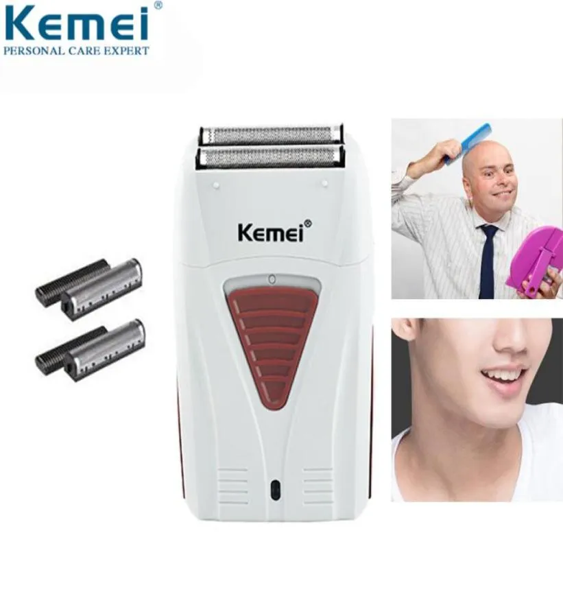 Kemei Barber Rasoio Electric Shavers USBコードレス充電式ビアードトリマー往復箔メッシュシェービングマシン7639440