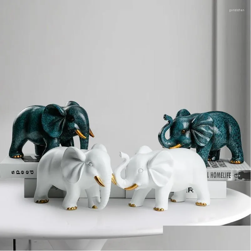 Decorative Objects & Figurines Decorative Figurines Nordic Style Creative Resin Scpture Crafts Elephant Model Living Room Wine Cabinet Dhenq