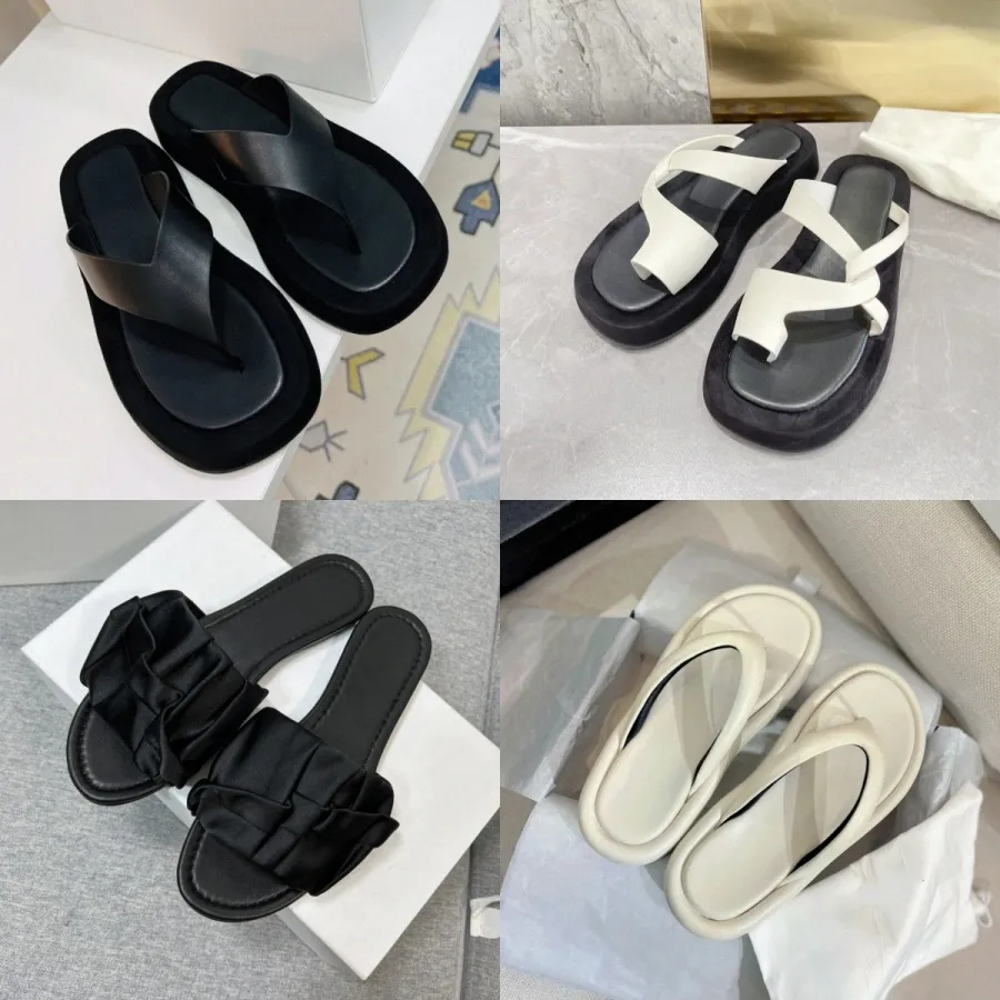 Sıra Tasarımcı Flip Flops Sandalet Sandaletler Kadın Ayakkabı Siyah Beyaz Terlik Düz Topuklu Platform Kumaş Sandal Kauçuk İrtibat Moda Yaz Günlük Sho P2EP# SiW8