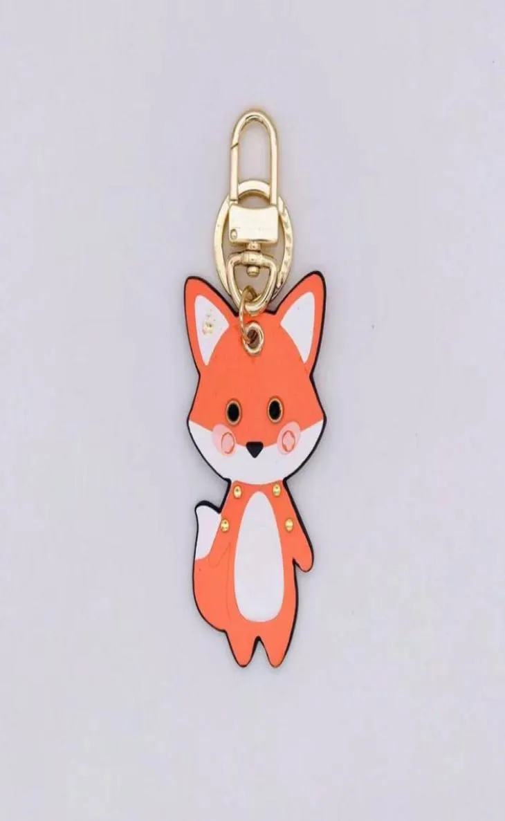 Designer Porte-clés Pendentif en cuir Fox Cartoon Chaîne de voiture Charme Brown Fleur Bibelot Cadeaux Accessoires avec Box43154246606281