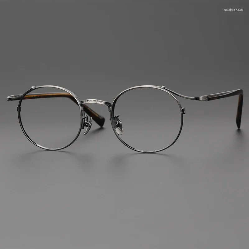 Óculos de sol quadros de alta qualidade moda retro puro titânio material homem óculos quadro 2024 artesanal leitura miópica mulheres prescrição