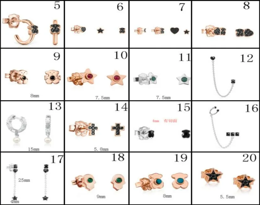 2020 100 925 Sterling Silver Bear Stud Earrings Classic Pierced Studörhängen smycken Tillverkare Hela 72191687