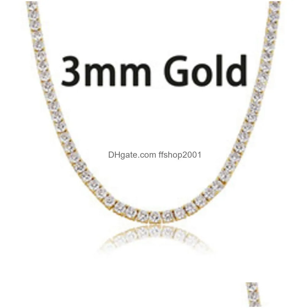 Pendanthalsband 925 Sier Moissanite Armband Iced Out VVS M 4mm Tennis Spring Clasp Lab Diamond Chain Necklace Drop Delivery Jewel Dhel8