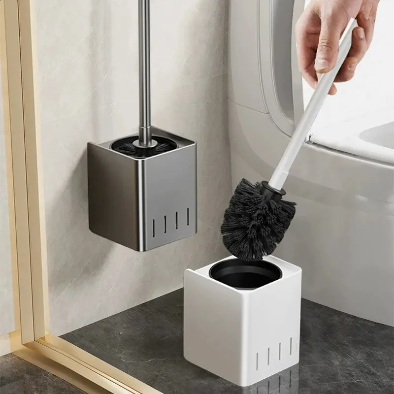 Toilet brush Cleaning bathroom accessories Creative Floor Wall Mounted Aluminum Alloy Lavatory Brush Holder Set 240306