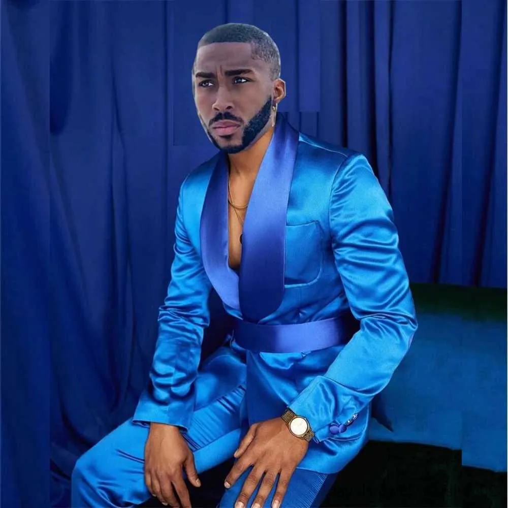 Męskie garnitury Blazers dla mężczyzn niebieskie eleganckie kostiumy hombres szczupły fit groom ślub formalny okazja dwuczęściowa kurtka wysokiej jakości