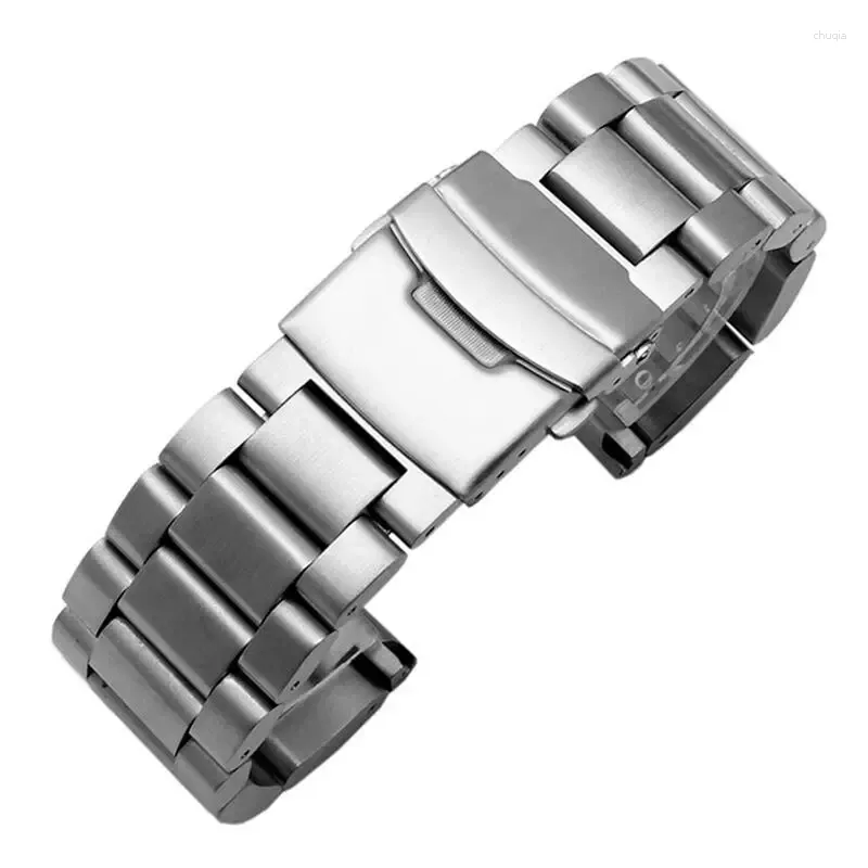 Uhrenarmbänder HAODEE Solide Verdickung 5,5 mm große Edelstahl-Uhrenarmbänder Silber Schwarz 22 mm 24 mm 26 mm mattes Metall-Uhrenarmband