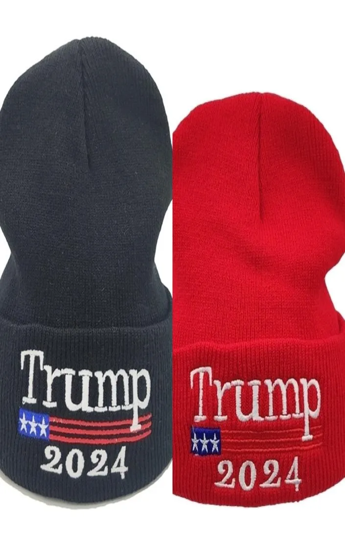 2024 Trump Hat Winter Cuff Beanies Bonnets toque Presidentval VÅR KNASKADE CAPS BREVSKRIPT HATS Vintermöss SK5963844