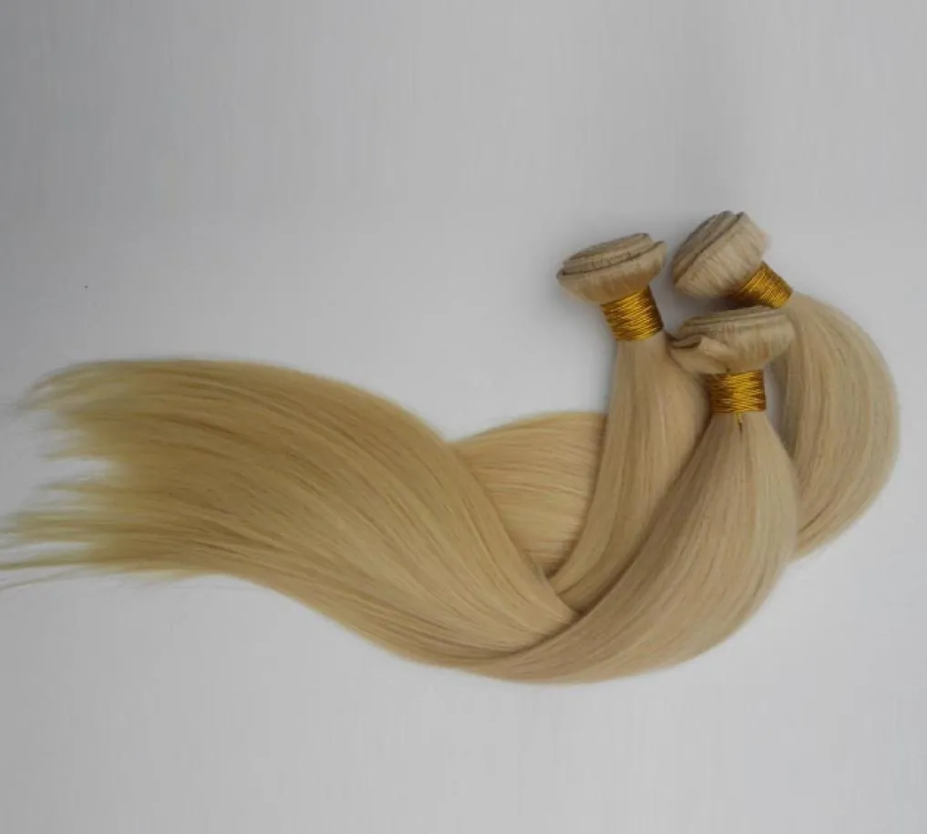 Braziliaanse virgin Human Hair Weave extensions 613 blonde corlor 826 inch Indiase Peruaanse remy Inslag 3 4 5pcs22870435336833