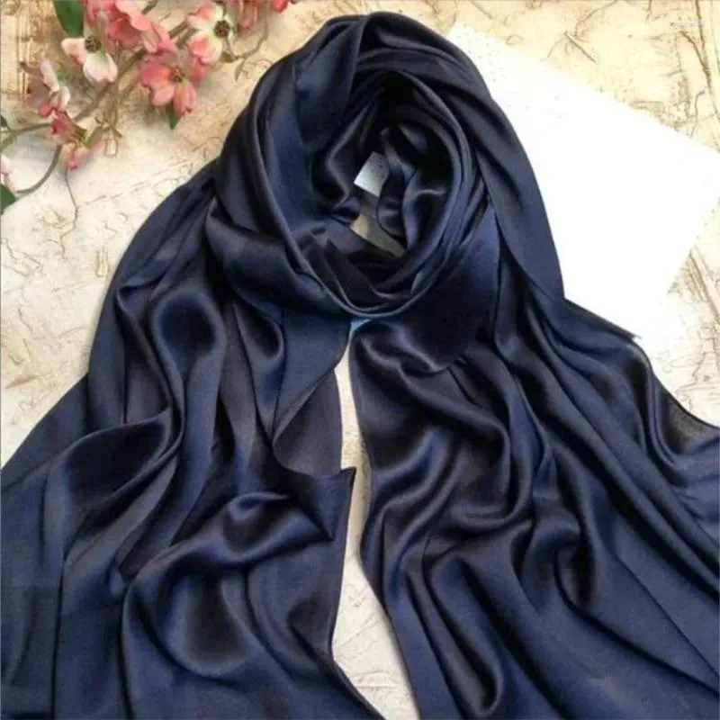 Scarves 2024 Silk Shawl Scarf For Women Matte Solid Color Headband Foulard Satin Hijab Hair Bands Neckerchief Female Head Wraps Bandana