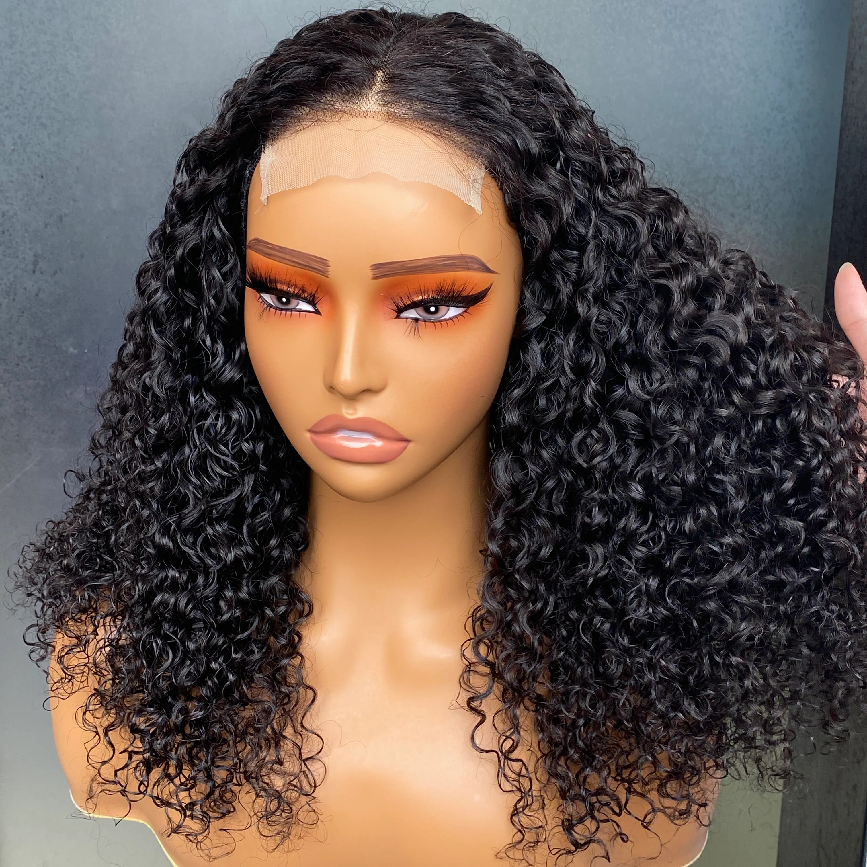 16 Inch Kinky Curly Lace Front Wig Human Hair 12A Virgin 