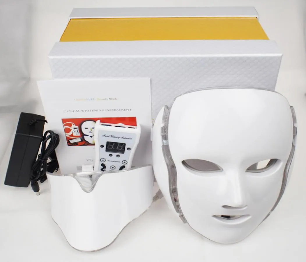 PTD PON LED FACE OCH NECK MASK 7 Färg LED Ansiktsbehandling Skinblekning FÖRSLAG FASSIKT MASK Electric Antiaging Mask med MI3877101