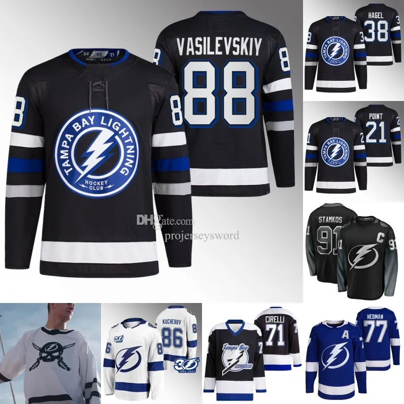 Tampa Bay Andrei Vasilevskiy 3e Jersey Tanner Jeannot Steven Stamkos Nikita Kucherov Brayden Point Mikhail Sergachev Anthony Cirelli Victor Hedman Brandon Hagel