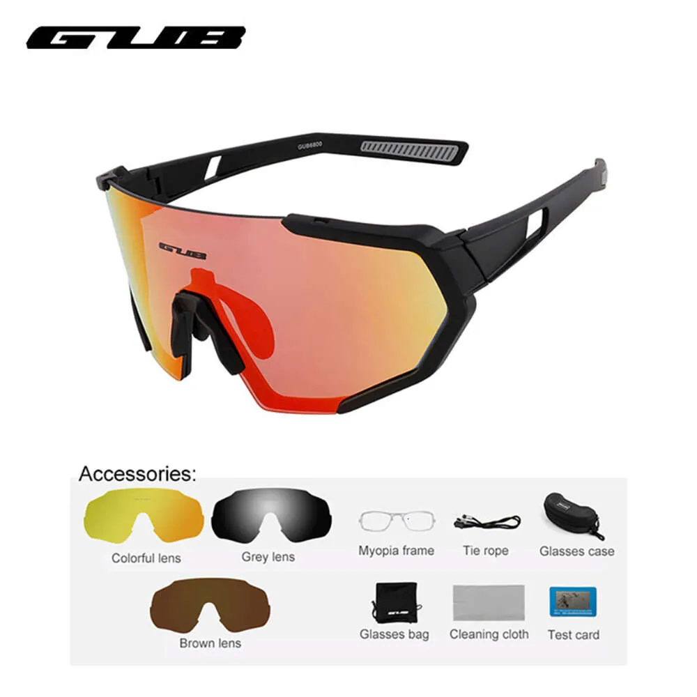 Zonnebril GUB MTB Racefiets Rijbril 3 Lens HD Uv400 Heren Dames Fietsbrillen Bril Winddicht Gepolariseerde Outdoor Sport Zonnebril