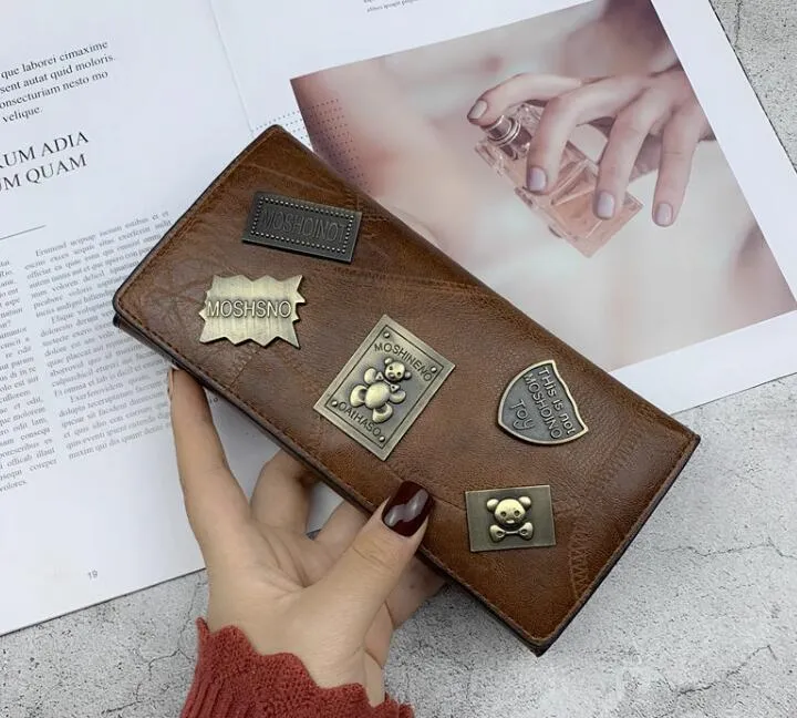 Designer-Frauen-Vintage-Blech-lange Geldbörsen, Clutch-Taschen, personalisierte Geldbörse mit Foto, faltbare Geldbörse mit großem Fassungsvermögen, kleine Handtasche