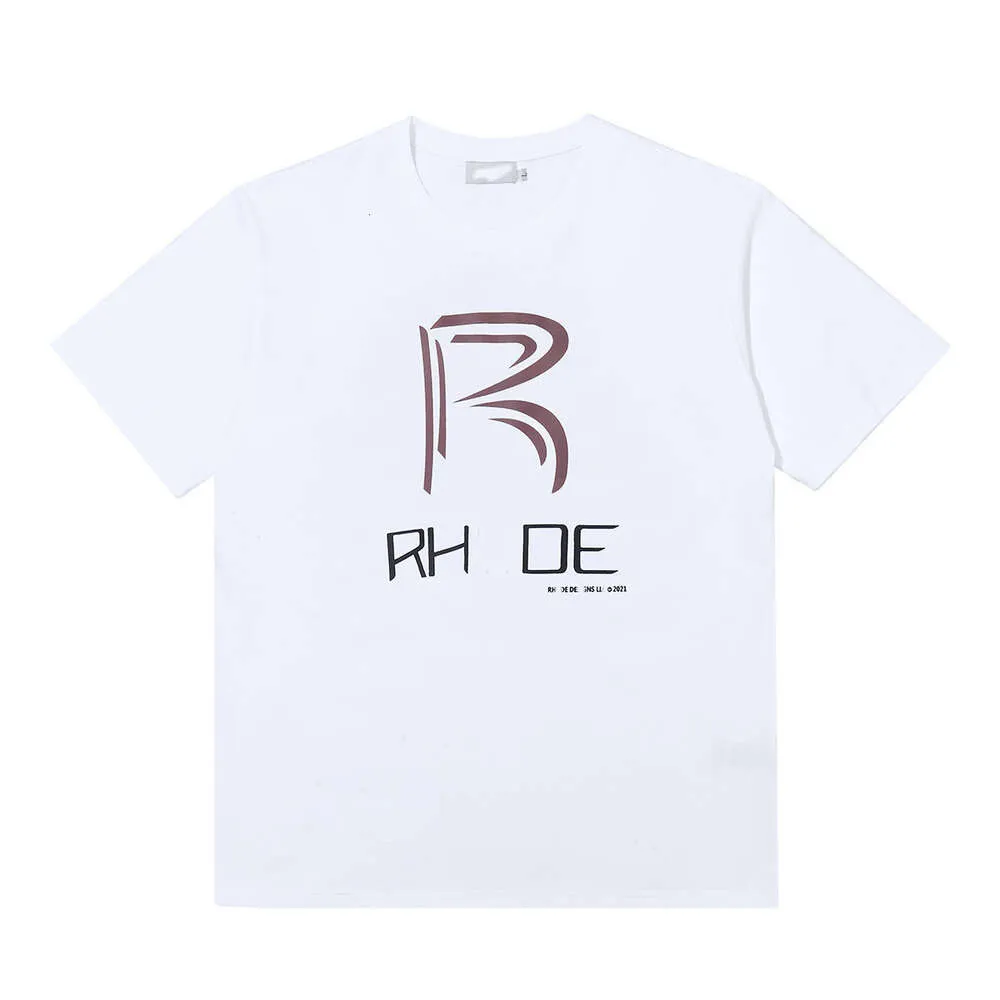 Projektant Luksusowy Rhde Classic Fashion High Street Flag Alphabet Print dla mężczyzn i kobiet Młodzież Lose Crew Szyja Krótkie rękawki T-shirt