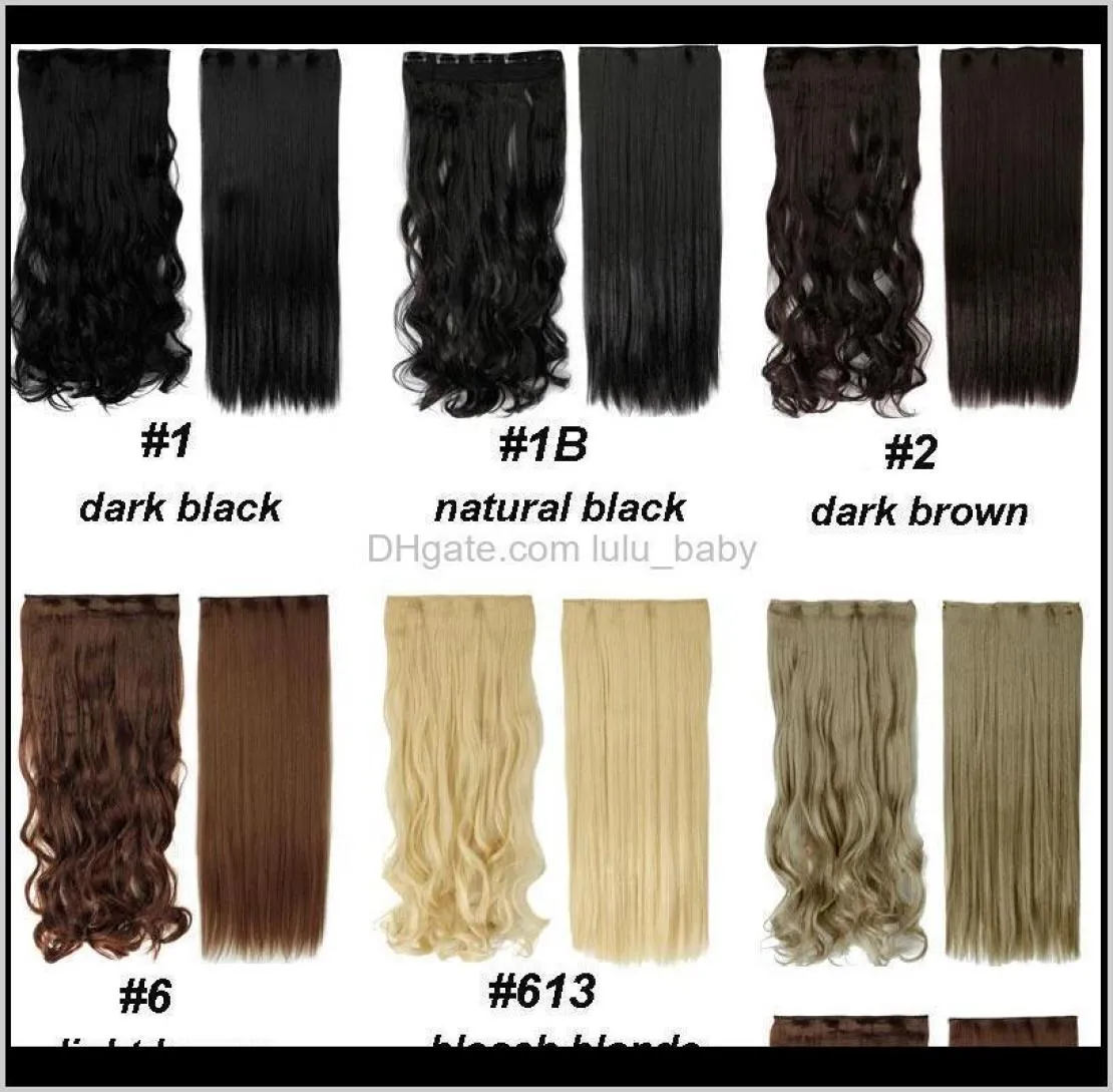 Pieces 1828 Long Clip In Extensions Synthetic 100 Real Natural Hair Extentions 34 Full Head 1 Piece Black Brown 162Jp Gu8Yu7725603