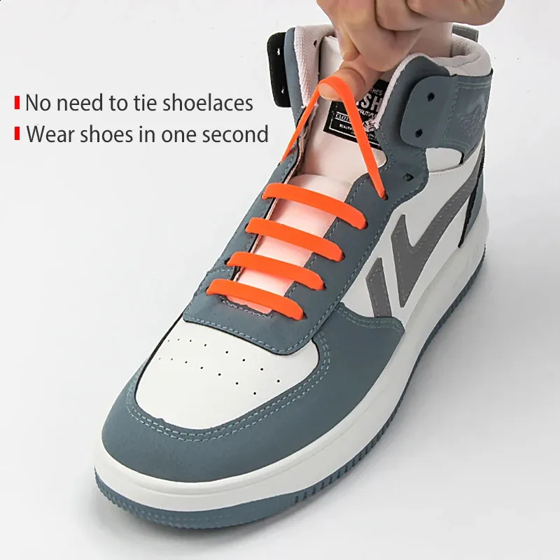 Силиконовые шнурки, 16 шт., эластичные кружевные шнурки, креативные ленивые шнурки, резиновые без завязок, 12 цветов, 240130
