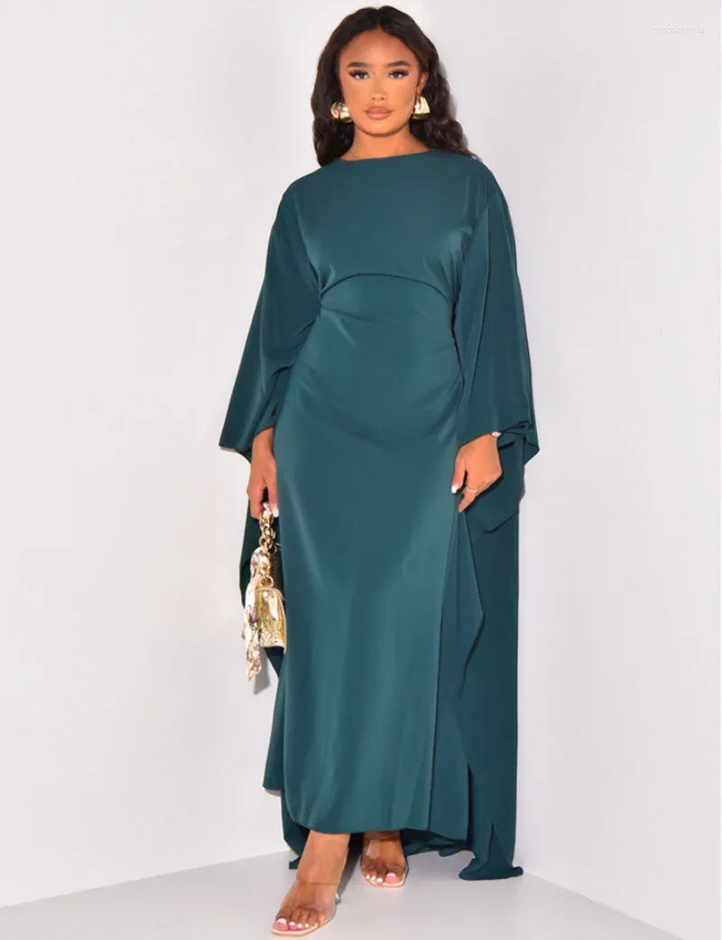 Ethnische Kleidung, afrikanischer Stil, Kleider für Frauen, Herbstmode, Afrika, einfarbig, Partykleid, muslimisch, Rundhalsausschnitt, hohe Taille, lang