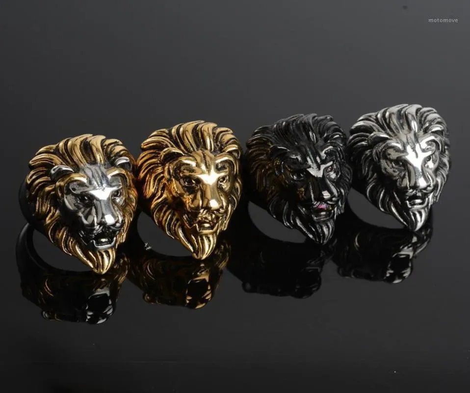 2020 or argent couleur Lion 039s tête hommes Hip hop anneaux mode punk forme animale anneau mâle Hiphop bijoux cadeaux 19136373