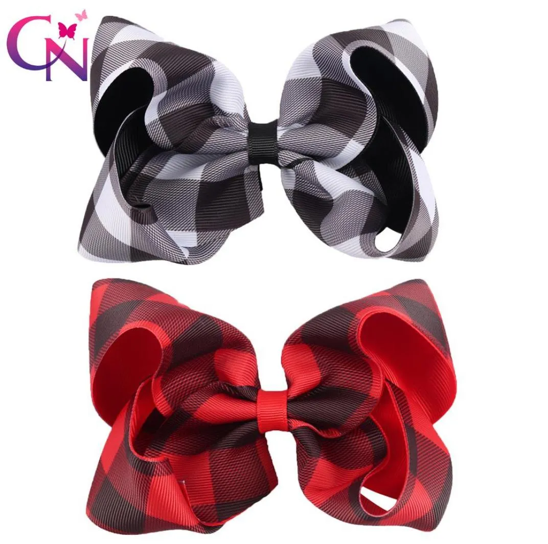8 Pieceslot 5quot Buffalo Plaid Hair Bows With Clips For Kids Girls Handmade Printed Ribbon Bows Hairgrips Hair Accessories J197325505