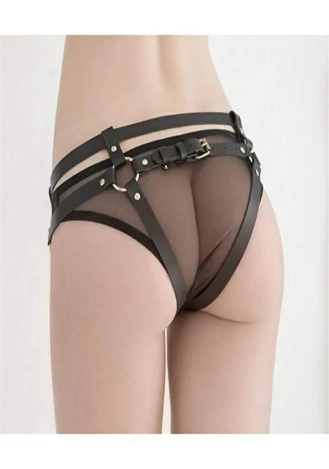 Cincher CETIRI Bondage1 Punk Arnés ajustable Cinturón Liga Jaula Cintura Pierna Cuero Mujeres Sexy Ropa interior ajustable Cinturón Ctcja7966971