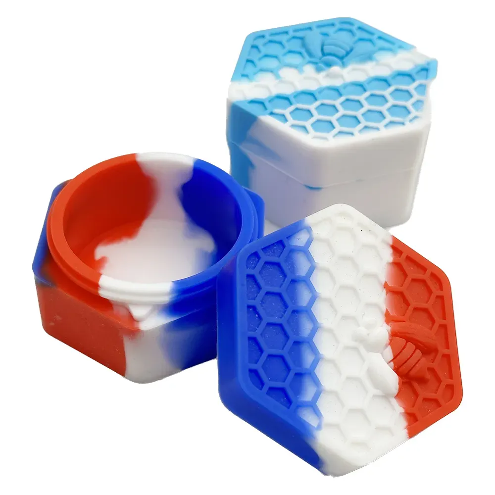 Silicone Container Big Hexagon Bee Style 26ml Silicone Jar for Oil Wax Box Cream Easy To Hold and Carry