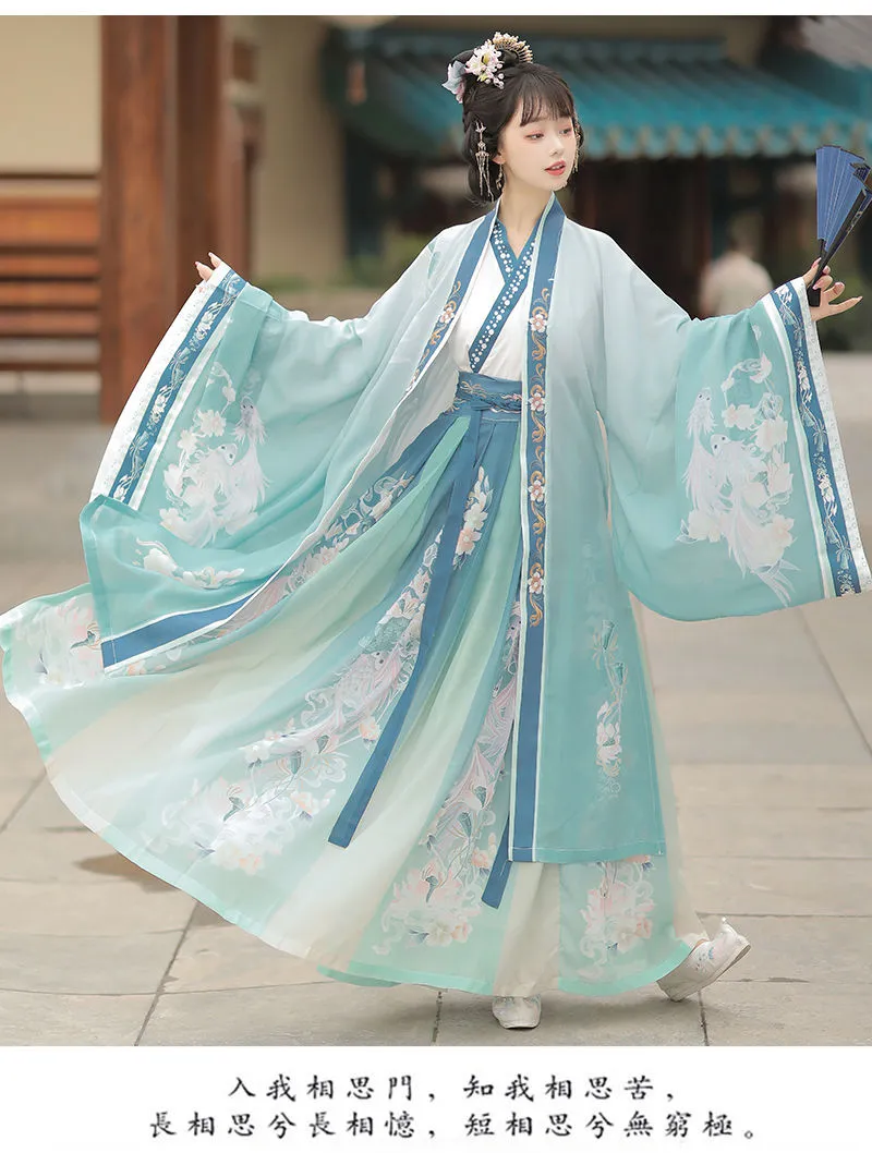 Hanfu Set Donna Chic Ricamo Abito da fata Costumi Cosplay Abito da principessa in stile orientale antico