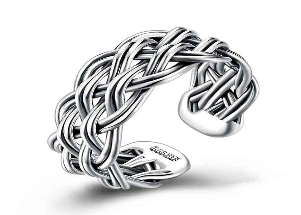 Retro Personlighetsring S925 Sterling Silver öppningsnät Ringtillbehör Enkla generösa designade smycken Damårsdagens gåva1658103