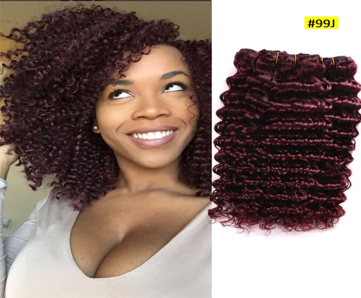 Bourgogne Mongolian Deep Wave 99J Virgin Human Hair 3 Bunds Human Hair Extensions Wine Red 99J Hair Weave Deep Curly7775189