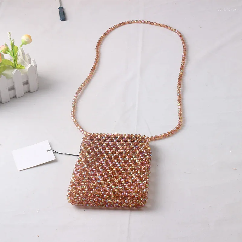 Torby wieczorowe akrylowe kolorowe ręcznie robione koraliki torba na crossbody damską Ins Tkaing Blugle Design Dostosowanie telefonu letnim
